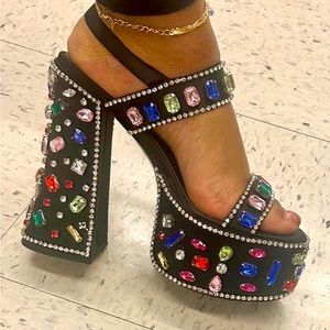 COPY - Bedazzled chunky gemstone heels